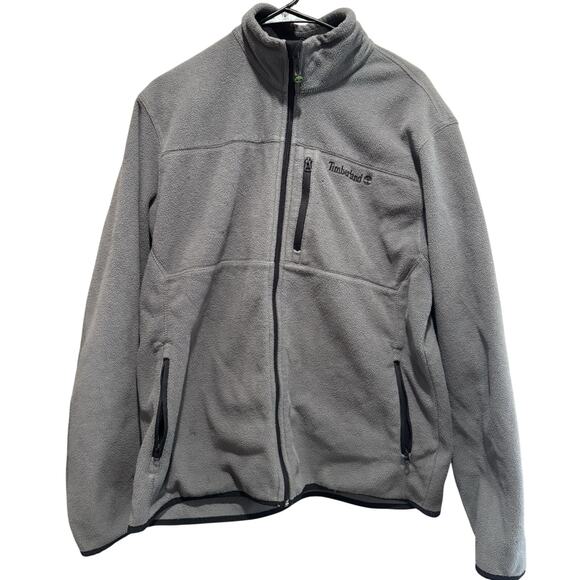 Timberland Men’s Fleece Full Zip Jacket Gray Large Outdoor Warm Layer - Picture 1 of 4